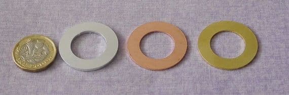 Washer metal stamping blank 32/19mm - laser cut - copper, brass or aluminium
