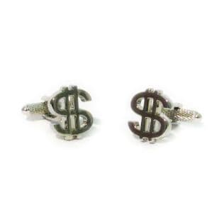Dollar  $ Novelty Cufflinks by Onyx-Art New in Gift Box CK110
