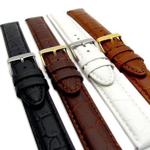 Fine Italian Padded Croc Grain Leather Watch Strap Extra Long XL 4