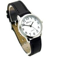 Ravel Ladies Easy Read Quartz Watch Black Strap White Face R0132.01.2