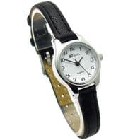 Ravel Ladies Small Neat Easy Read Quartz Watch Black Strap White Face R0124.13.2