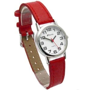 Ravel Ladies Super-Clear Easy Read Quartz Watch Red Strap R0105.10.2A