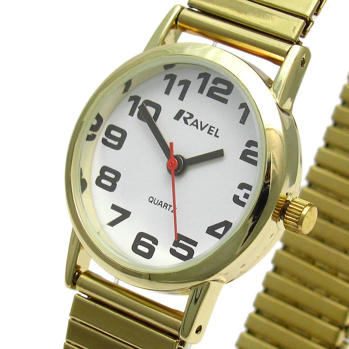 Ravel Ladies Super-Clear Quartz Watch Expanding Bracelet gold 04