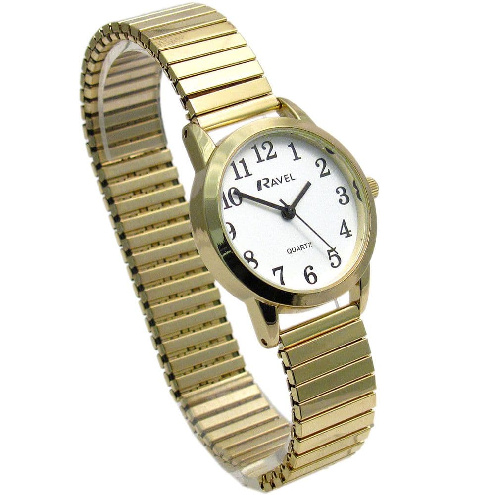 Ravel Ladies SuperClear Quartz Watch with Expanding Bracelet Gld 38