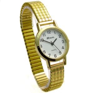 Ravel Ladies Super-Clear Quartz Watch with Expanding Bracelet Gold 26 R0201.02.2