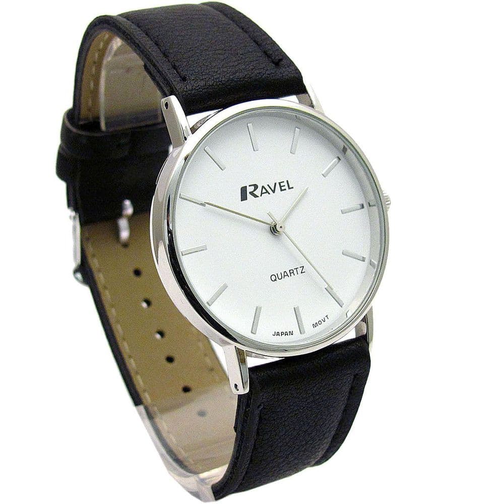 Ravel Mens Classic Quartz Watch Black Strap White Face R0129 02 1