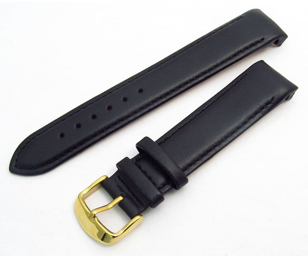 Smooth Grain Leather Watch Strap CURVED ENDS 18mm 24mm Choose Colour c103