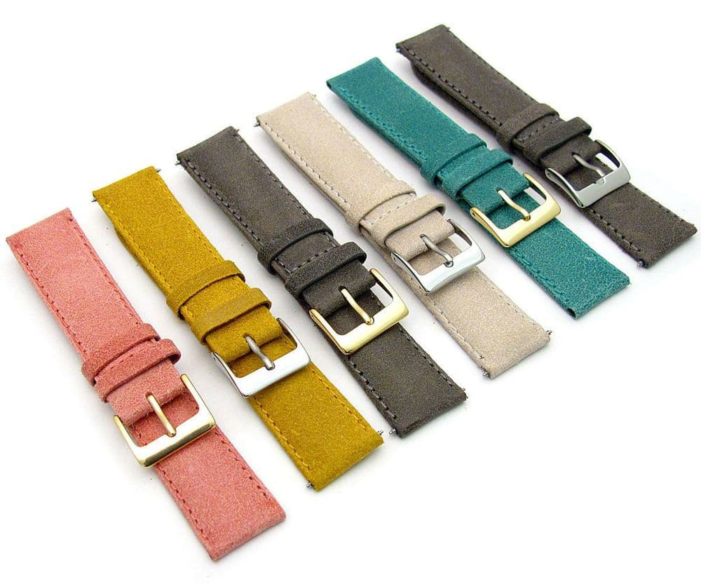 Vintage Style Padded Leather Watch Strap 18mm 20mm 22mm 6 Colours C089