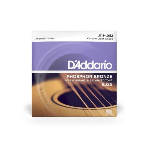 D'Addario EJ26 Custom Light Phosphor Bronze Acoustic 11-52