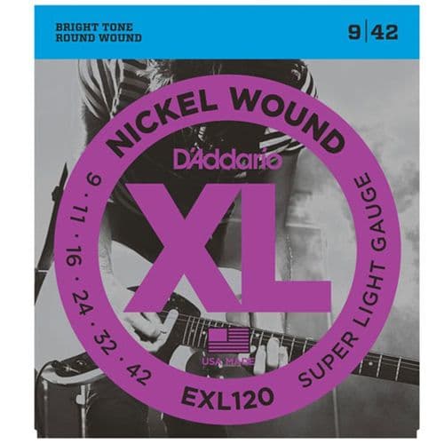 D'Addario EXL120 Nickel Wound Electric Guitar Strings, Super Light, 9-42
