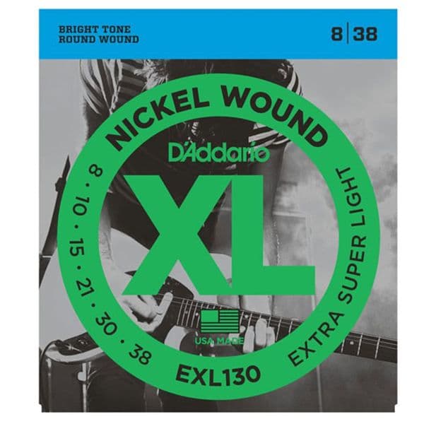 D'Addario EXL130 Nickel Wound Electric Guitar Strings, Extra-Super Light, 8-38