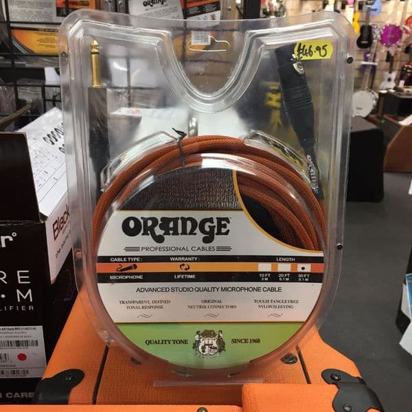 Orange Advanced Studio Quality Jack to Microphone Cable 30ft, Straight End, Orange