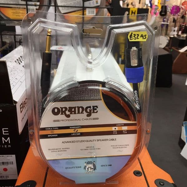 Orange Advanced Studio Quality Speaker Cable 3ft, Speaker to Straight End Jack, Orange