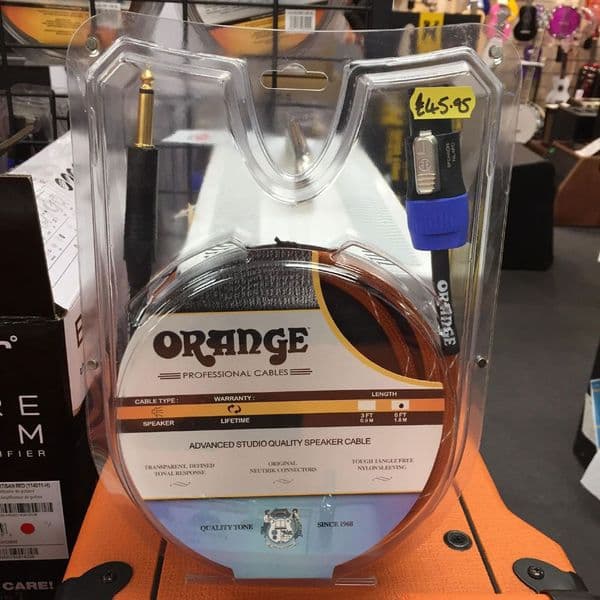 Orange Advanced Studio Quality Speaker Cable 6ft, Speaker to Straight End Jack, Orange