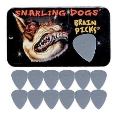 Snarling Dogs Brain Picks Set 1.00mm Grey HEAVY (12 Plectrums) Supplied in Tin