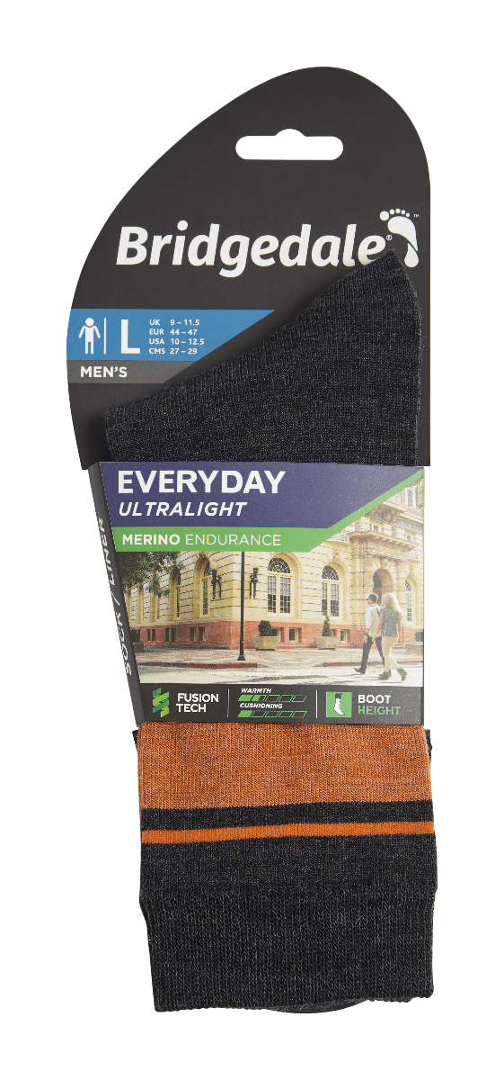Bridgedale Men's Explorer Heavyweight Merino Wool Cushioned Boot Socks – Mid Calf, Machine Washable