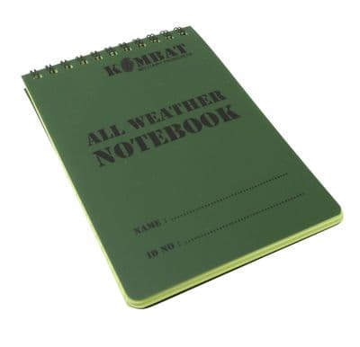 Kombat UK A6 Waterproof Notepad Green