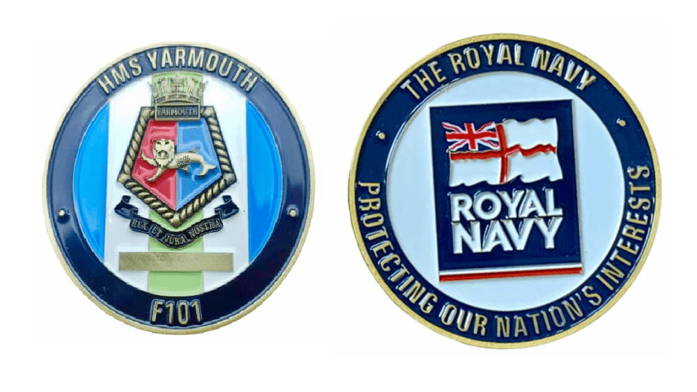 HMS YARMOUTH F101 TYPE 12 ROTHESAY CLASS FRIGATE CHALLENGE COIN