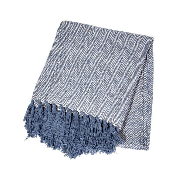Blue Herringbone Throw
