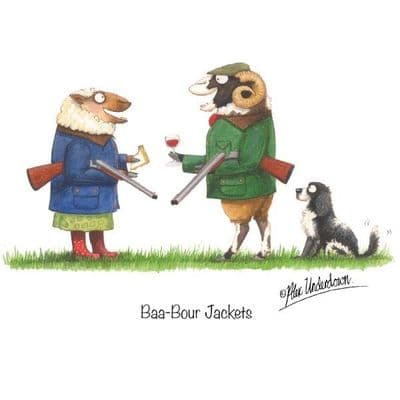 Alex Underdown Blank Greeting Card  'Baa-Bour Jackets'