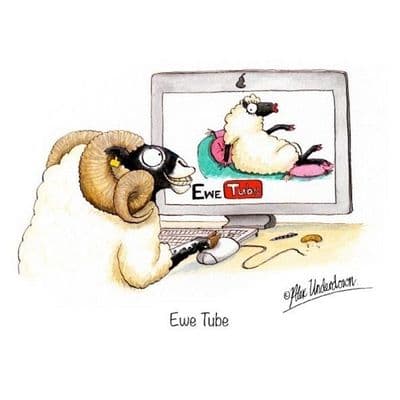 Alex Underdown Blank Greeting Card 'Ewe Tube'