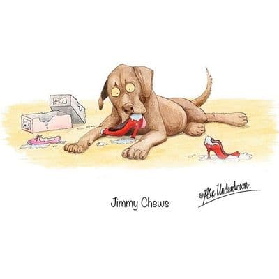 Alex Underdown Blank Greeting Card 'Jimmy Chews'