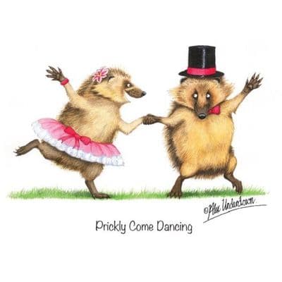Alex Underdown Blank Greeting Card 'Prickly Come Dancing Hedghogs'