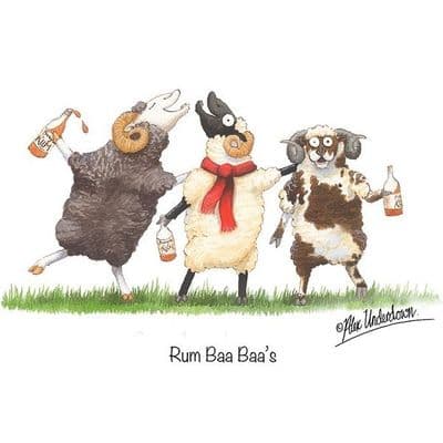 Alex Underdown Blank Greeting Card 'Rum Baa Baa's'