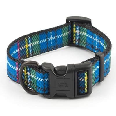 Ancol Nylon Tartan Adjust Collar - Blue