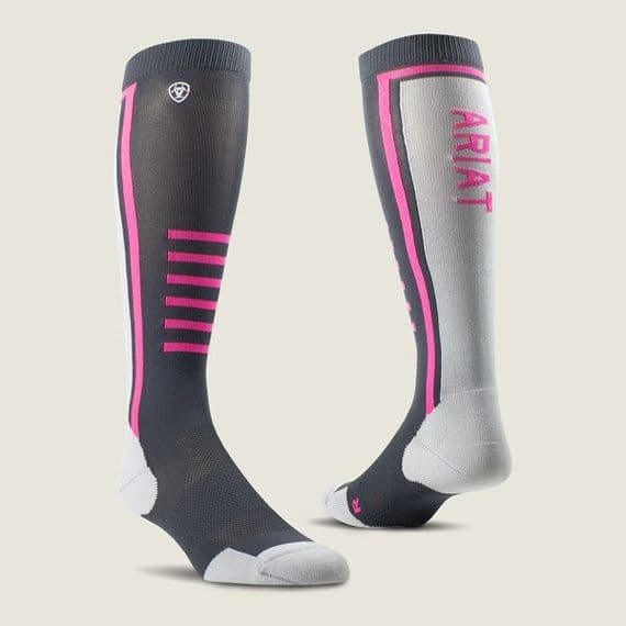AriatTEK Slimline Performance Sock - Ebony/Knockout Pink
