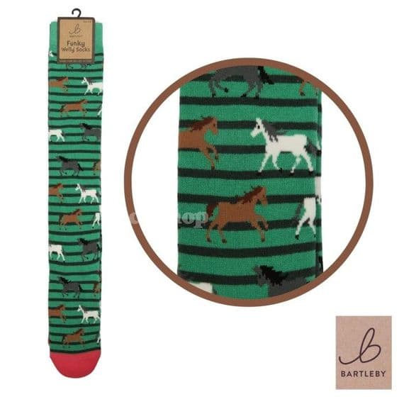 Bartleby Funky Welly Socks - Galloping Horses (UK 4-8)