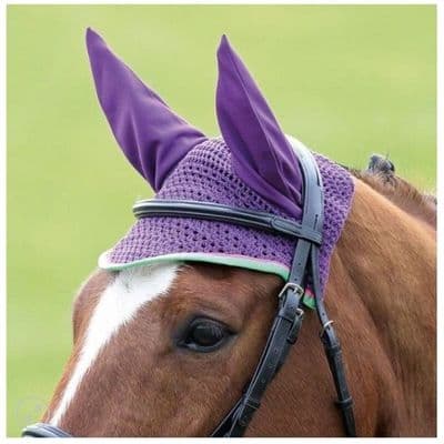 Bridleway Crochet Fly Bonnet - Purple with Green Trim
