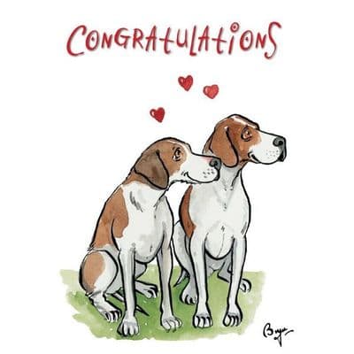 Bryn Parry Blank Greeting Card 'Loved Up Hounds'