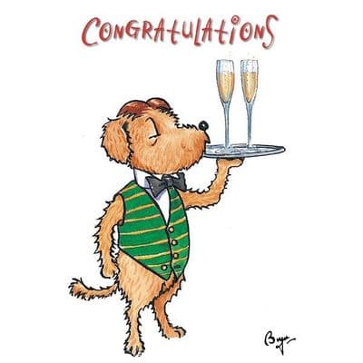 Bryn Parry Blank Greeting Card 'Pickle with Champagne'