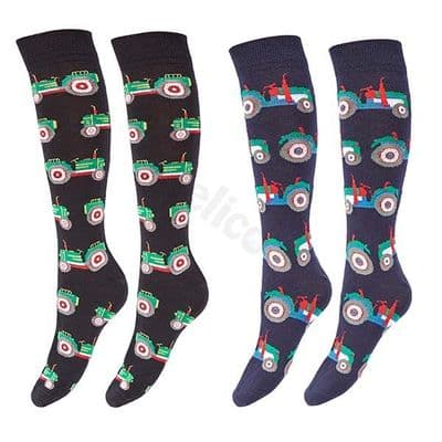 Elico Adults Tractor Socks - Black/Navy (Pack of Two)