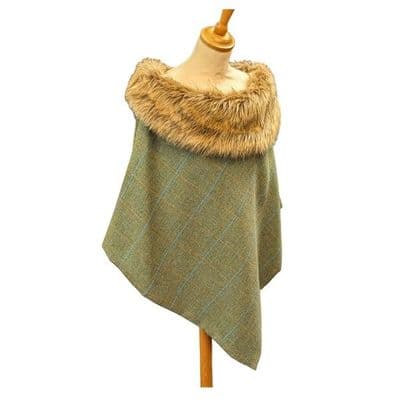 George & Dotty Tweed Cape - Turquiose