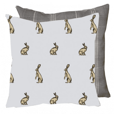 Gray's Hares Design Country Cushion - Grey