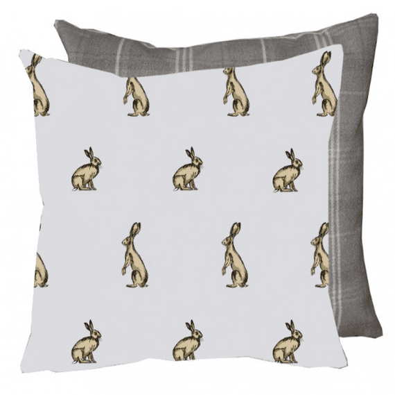 Gray's Hares Design Country Cushion - Grey