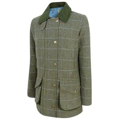Hoggs of Fife Ladies Albany Lambswool Waterproof Shooting Coat - Green