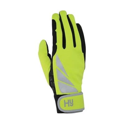 Hy Equestrian Reflector Riding Gloves - Yellow