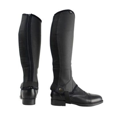 Hy Equestrian Synthetic Combi Leather Chaps - Black
