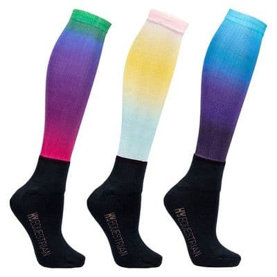 Hy Equestrian Youth Ombre Socks - Navy/Ombre (Pack of 3)