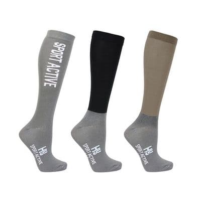 Hy Sport Active Riding Socks - Pencil Point Grey/Black/Desert Sand (Pack of 3)
