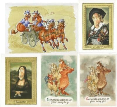 Kates Art Comedy Equine Blank Greeting Cards Pack of Five