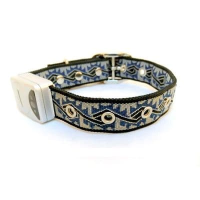 LED Flashing Dog Collar - Navy/Silver Pattern