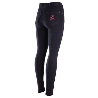 Legacy Junior Contrast Jodhpurs - Navy & Raspberry