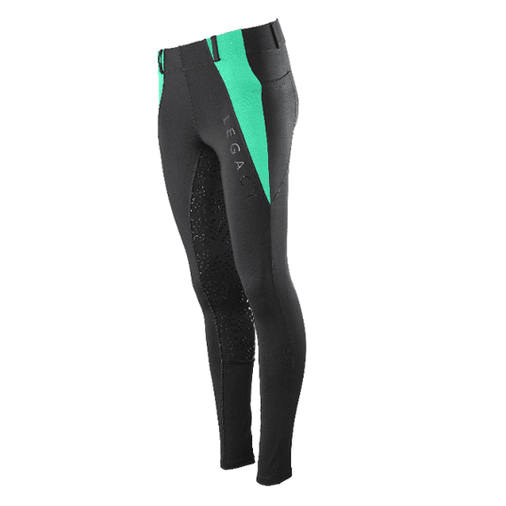 Legacy Junior Riding Tights - Black & Mint