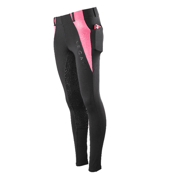 Legacy Ladies Riding Tights - Black & Candy Floss