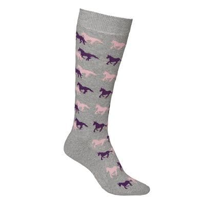 Mountain Horse Junior Running Horse Socks - Grey Melange