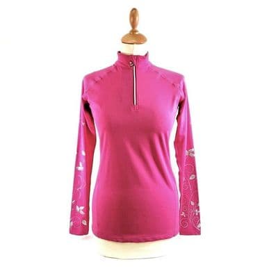 Shires Aubrion Adult Meadowlands Cross Country Shirt - Pink/Silver